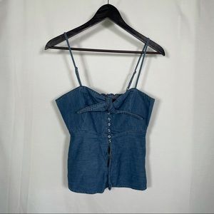 Sofia Vergara Jean Tank Top Button Bow Adjustable